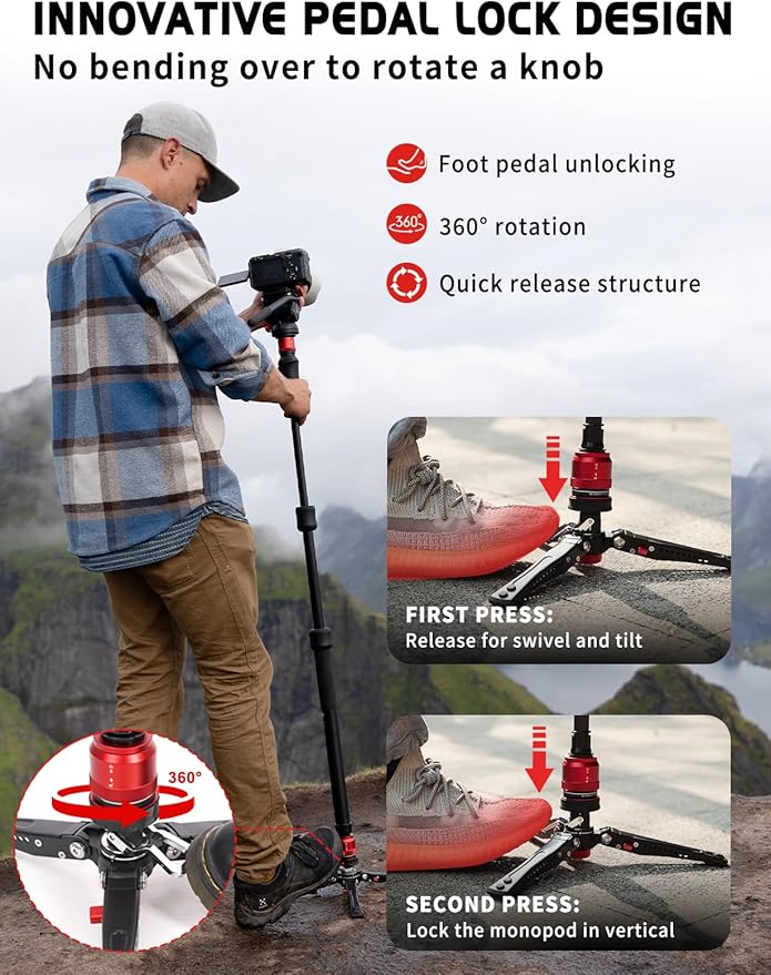 IFOOTAGE Cobra 3 A150S Strike Monopod, Pedal Locking Control, One-Step Rapid - Image 8