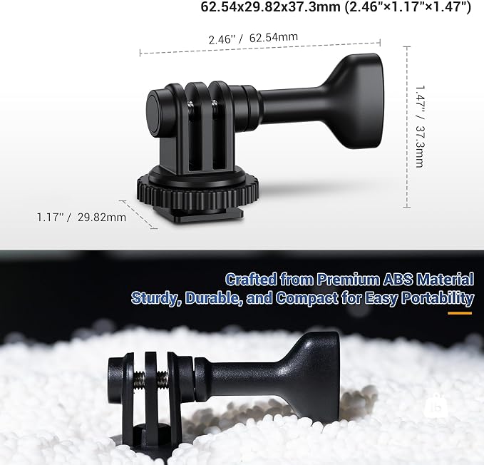 2-in-1 Action Camera Hot Shoe Mount Adapter, Tripod Mount & Cold Shoe Camera - Image 2