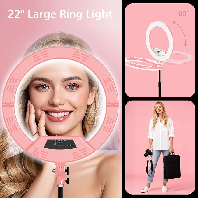 22" Large Ring Light with Stand, Foldable LED Big Ring Light Tripod - Image 2