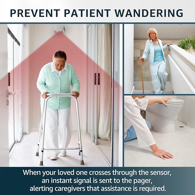 Bed Alarm Caregiver Pager with Wireless Motion Sensor Alarm Indoor Fall - Image 6
