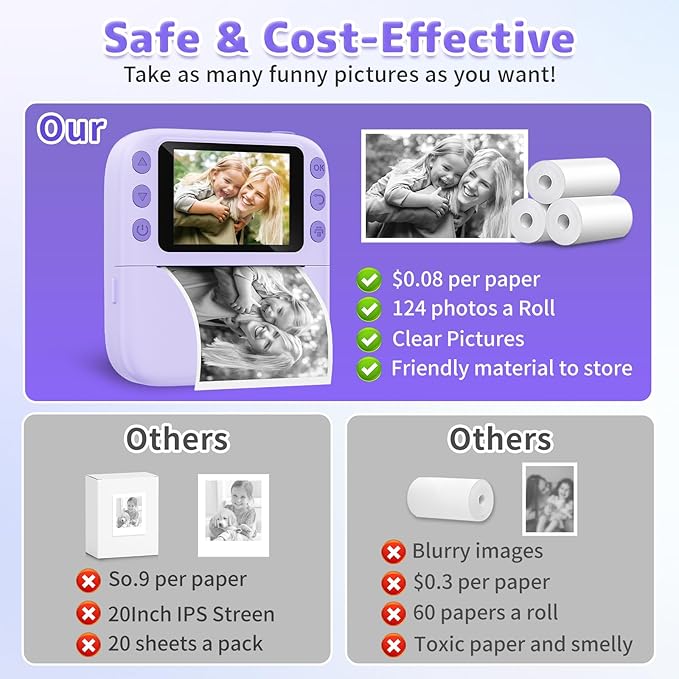 Instant Print Camera for Kids, Christmas Birthday Gifts for Girls Boys - Image 5