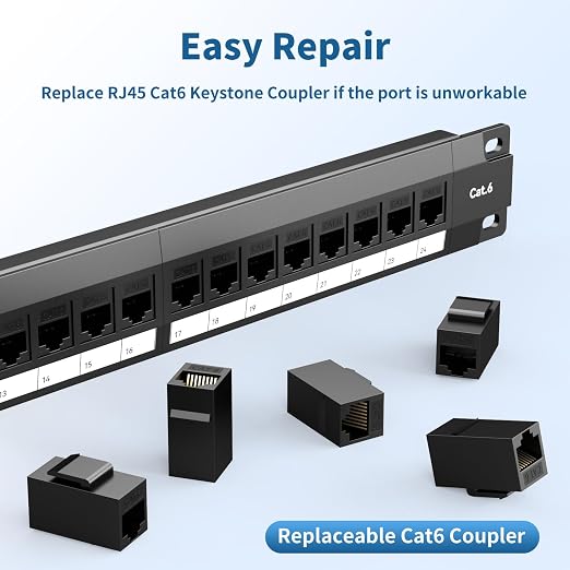 24 Port Patch Panel, Keystone Patch Panel 24 Port Loaded - Image 5