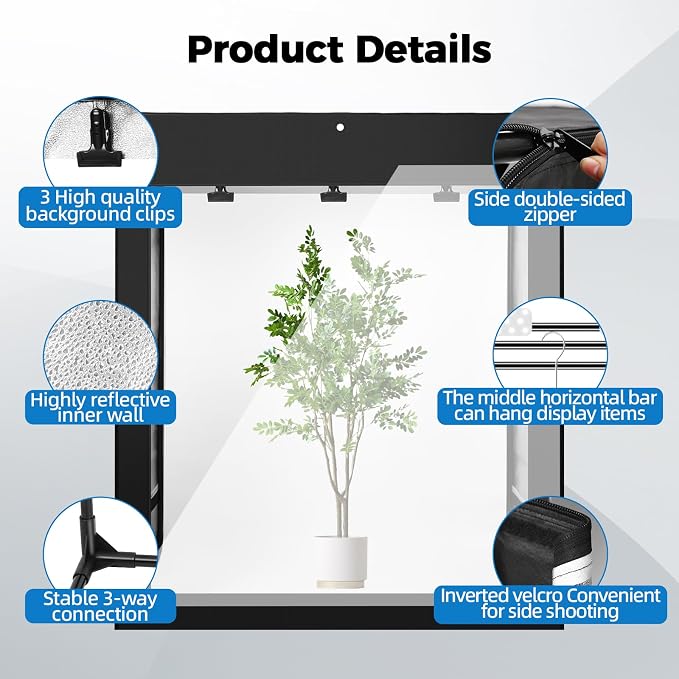 Photo Light Box, Portable 47"x20"x55" Photo Studio Light Box, Shooting Tent Kit - Image 5