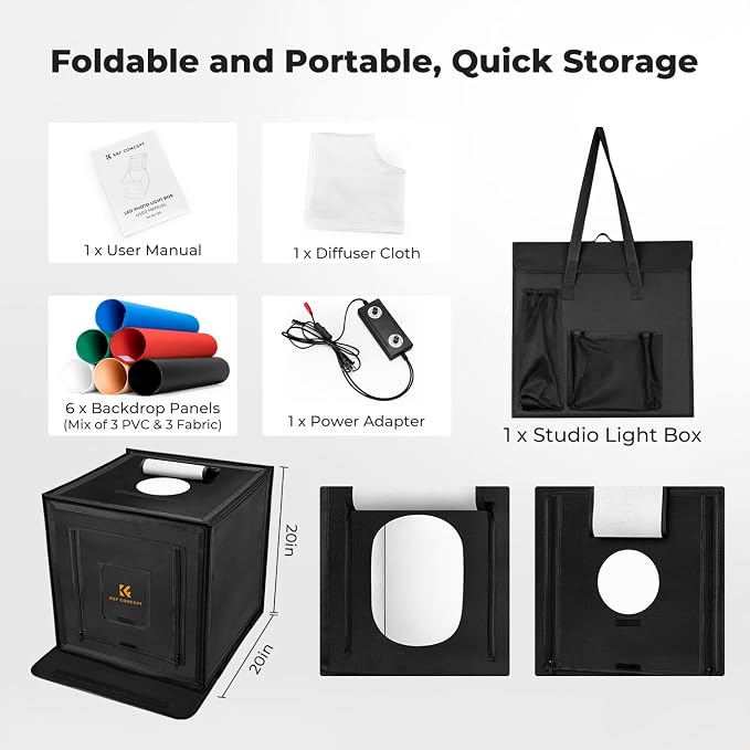 K&F CONCEPT Photo Studio Shooting Tent, 3000K-5600K Dimmable & 6 Backdrops - Image 7
