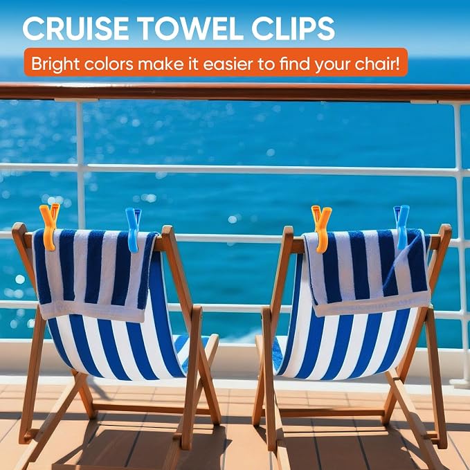 8 Pack Beach Towel Clips for Beach & Pool Chairs Cruise Essential, Heavy Duty - Image 3