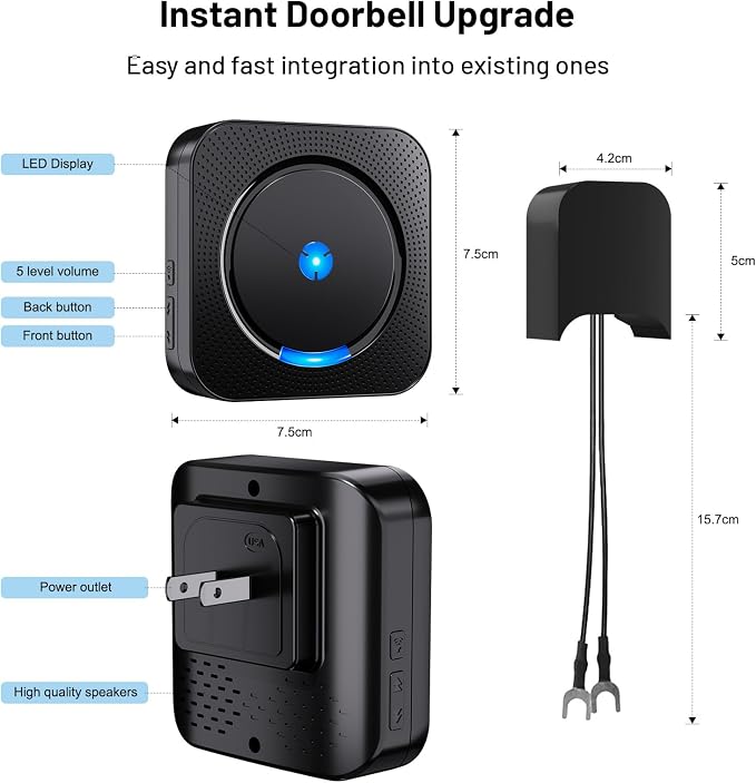 Wireless Doorbell Chime Receiver Extender - Image 4