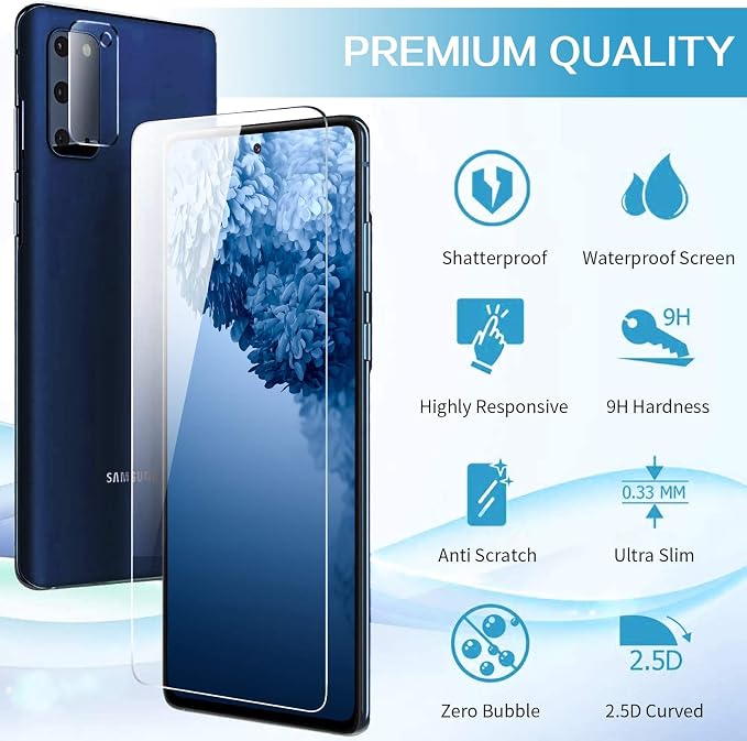 Galaxy S20 FE Screen Protector and Camera Protector, Tempered Glass Screen - Image 2