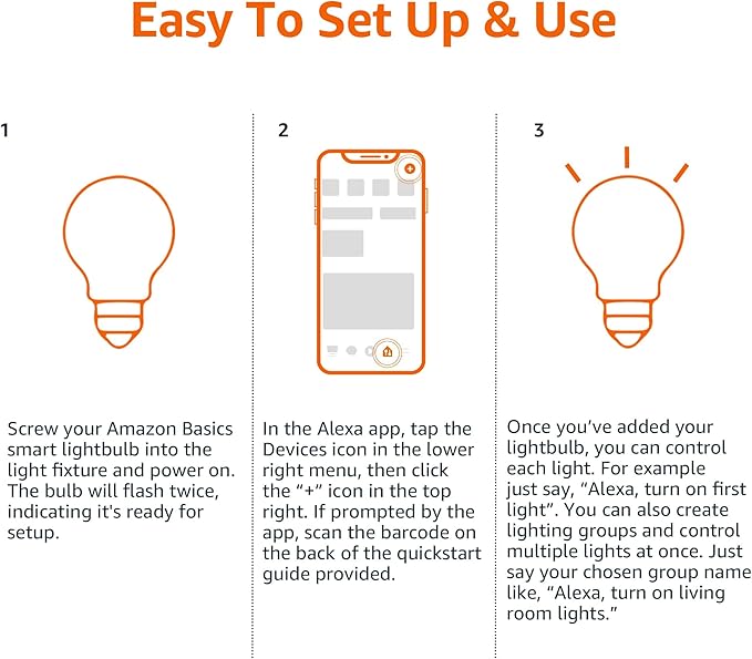 Amazon Basics Smart A19 LED Light Bulb, Color Changing, Compatible - Image 5