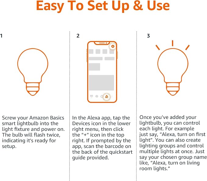 Amazon Basics Smart A19 LED Light Bulb, Color Changing, Works - Image 5
