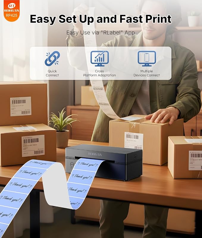 Rongta Bluetooth Thermal Shipping Label Printer, Wireless 4x6 Label Printer - Image 4