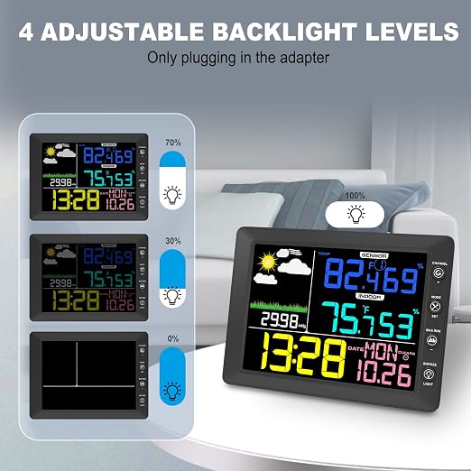 Urageuxy Weather Station Wireless Indoor Outdoor, 8.3 Inch Color Display - Image 3