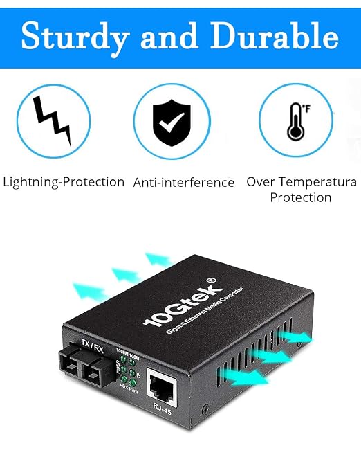 Fiber to Ethernet Media Converter, Gigabit Single Mode Dual SC Converter - Image 5