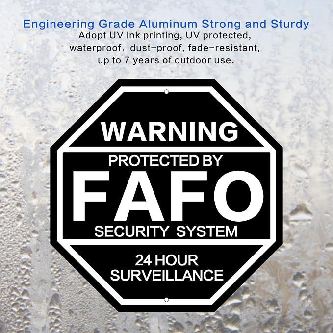 2Pack 10'' x 10'' Protected by FAFO Reflective Funny Security Sign, - Image 3