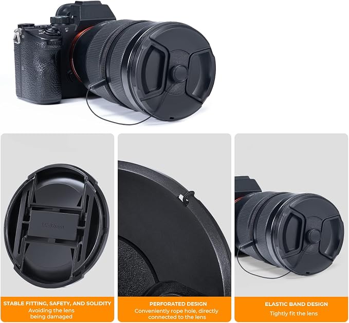 K&F Concept 55mm Lens Cap, 9-in-1 Center Pinch Lens Cover + Anti-Loss Keeper - Image 4