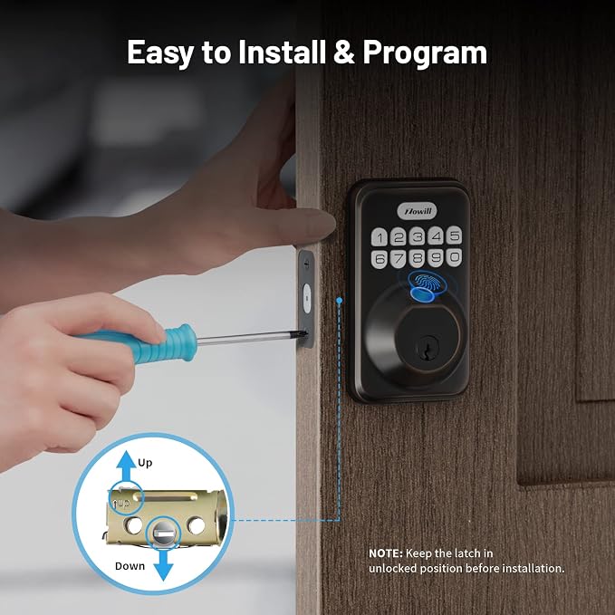 Fingerprint Door Lock, Zowill Keyless Entry Door Lock Keypad Deadbolt - Image 7