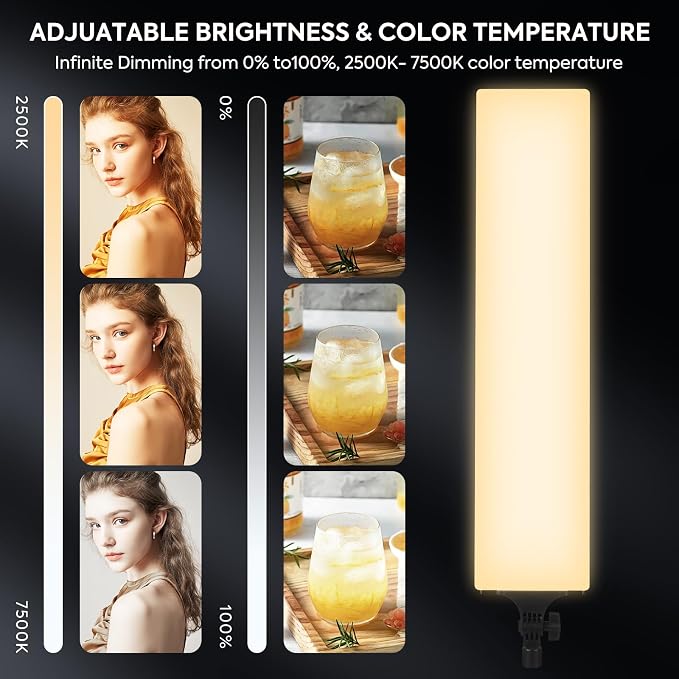 2 Pack LED Video Light Kit 23.6", SEDGEWIN Photography Lighting 2500-7500K - Image 4