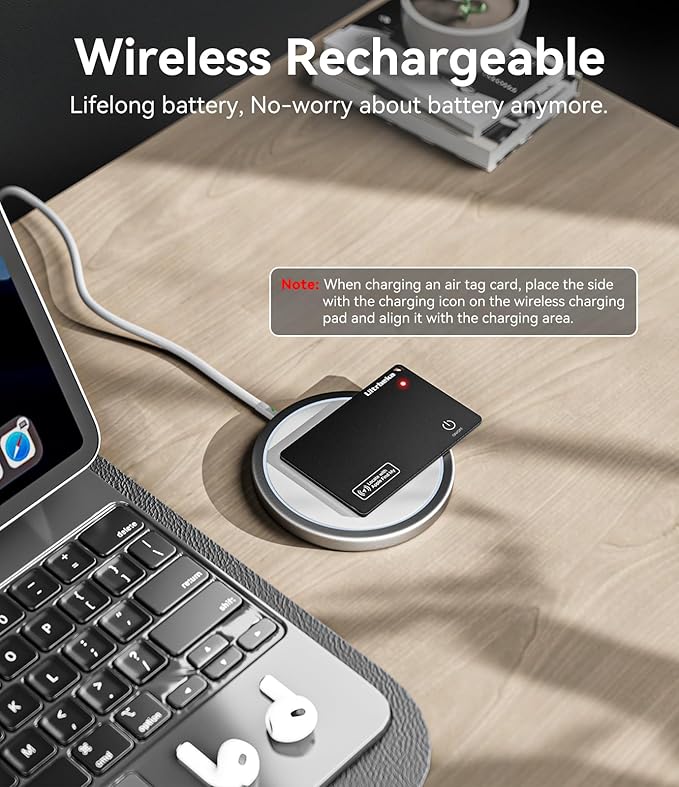 Ultrbeka Rechargeable Ultra-Thin Wallet Tracker Card 0.094in IP68 Waterproof - Image 2
