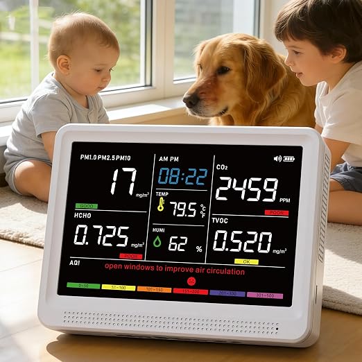 Professional 16 in 1 Air Quality Monitor Indoor 10h Battery & 5.5" Display 9 by YNAK