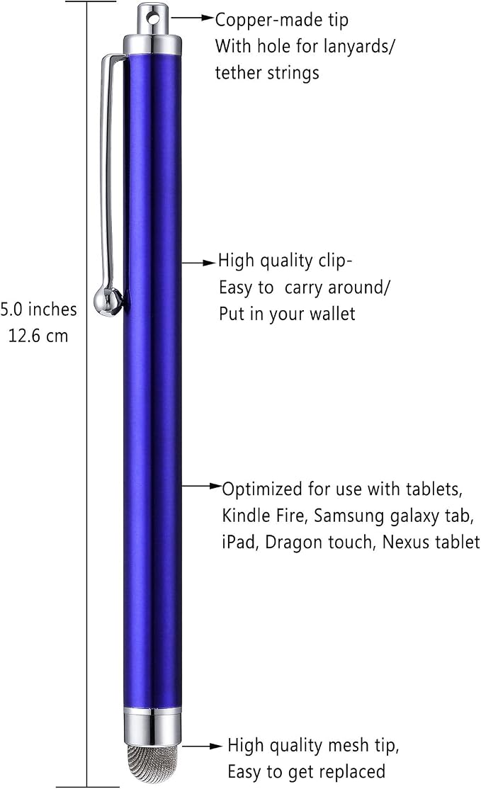 Stylus, Compatible with iPad, Kindle Fire, 4 Extra Replaceable Hybrid Fiber Tips - Image 2