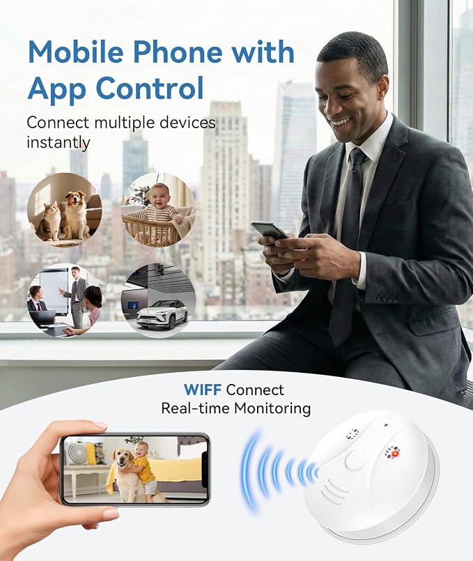 1080P HD Wireless WiFi Indoor Camera Smoke Detector - Image 7