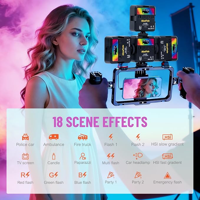 NiceFoto RGB Video Lights, 360° Full Color LED Video Light - Image 4
