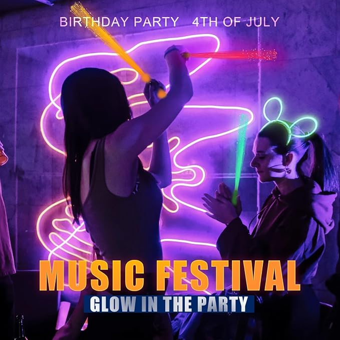 36 Pack Orange Glow Sticks Light Up Fiber Optic Stick Glow Wands Bulk - Image 4