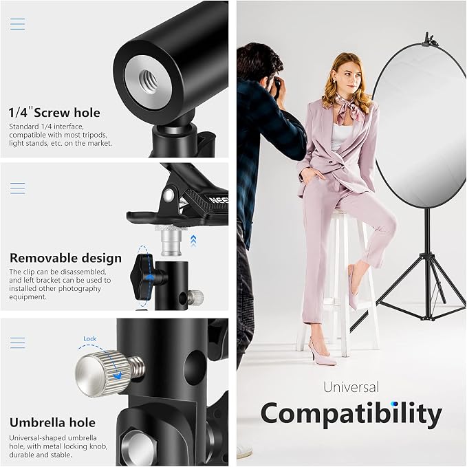 Neewer 3 PCS Photo Studio Heavy Duty Metal Clamp Holder - Image 5