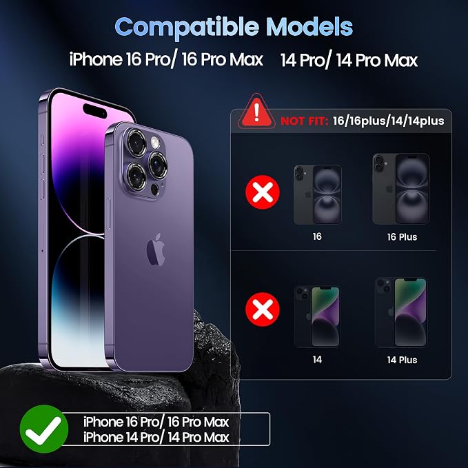 CACOE Camera Lens Protector for iPhone 14 Pro/14 Pro Max/16 Pro/16 Pro Max - Image 2