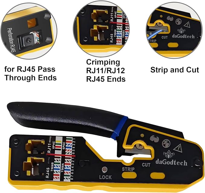 RJ45 Ethernet Network Tool Kit, Pass Through Cat6 Crimping Tool - Image 5