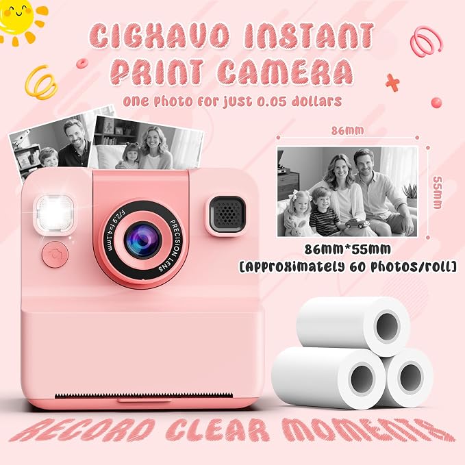 Kids Camera Instant Print with Flip Lens, 1080P HD Video Inkless Toddler - Image 8