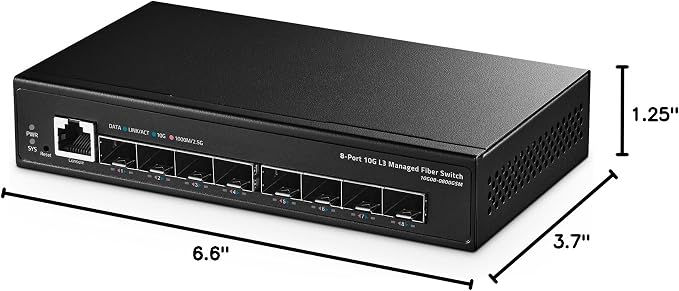 Binardat 8 Port 10 Gigabit SFP+ Managed Switch, Supports 1G/10G SFP+ Module - Image 9