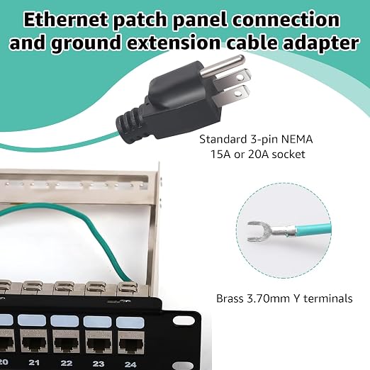 Shielded Ethernet Patch Panel Bond Ground Extension Cord, - Image 4