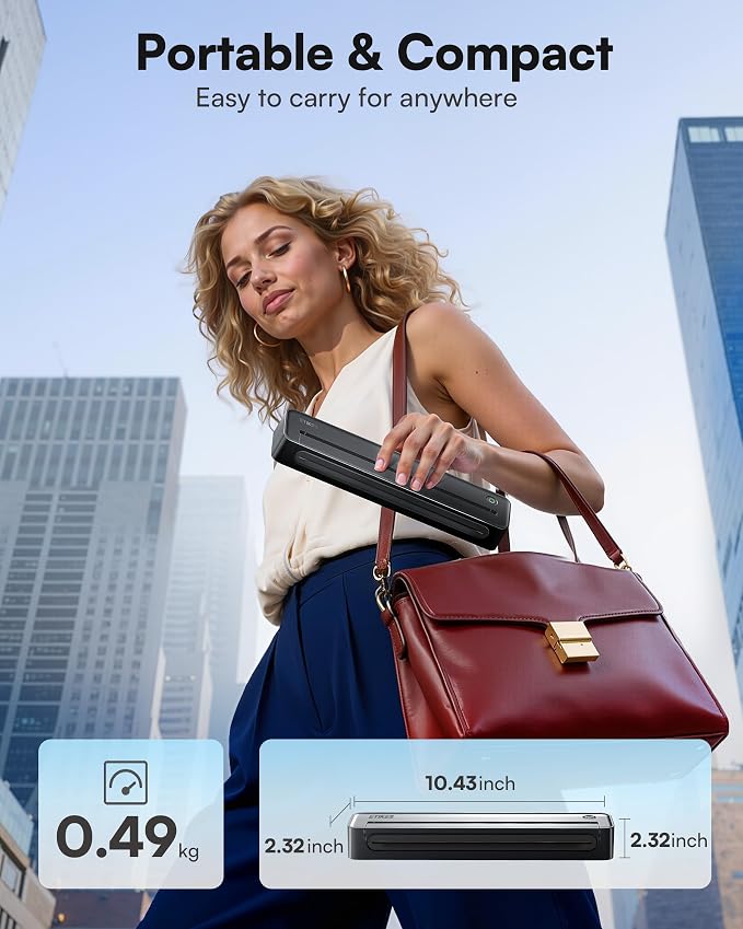 D90E Inkless Portable Printer for Travel, Supports 8.5 x 11 Inch Thermal Paper - Image 3