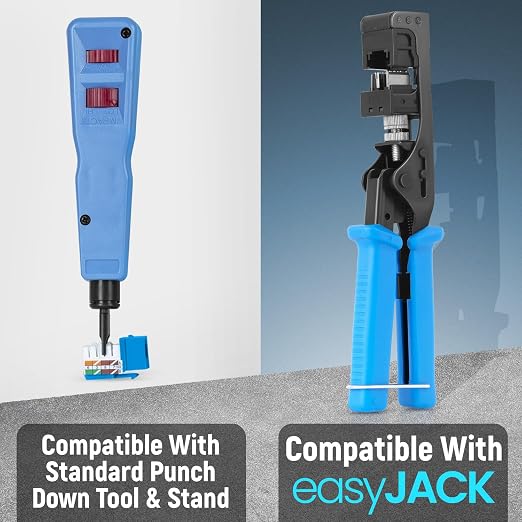 Everest 90° Angled RJ45 Cat6 Keystone Jacks 100-Pack in Blue - Image 4