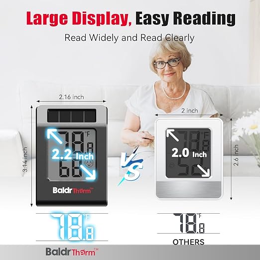 2.2'' Digital Thermometer and Hygrometer Meter, Solar-Powered Indoor - Image 4