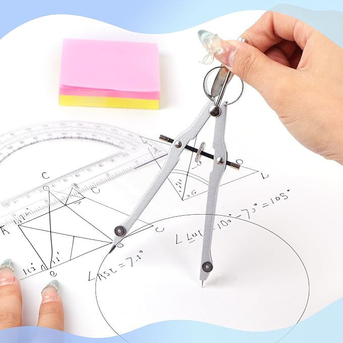 Unjoo Compass and Protractor Set, Professional Drawing Compass Tool, Metal - Image 6