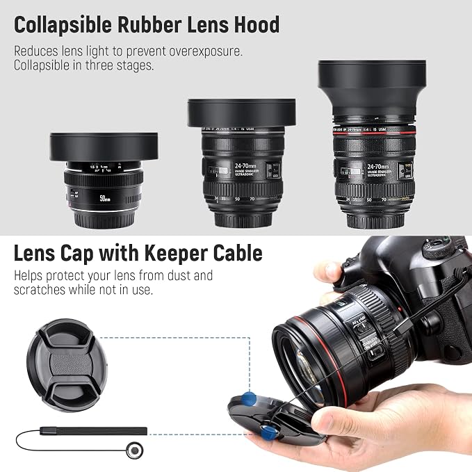 Neewer 49mm ND Lens Filter Kit: UV, Lens Hood and Lens Cap Compatible - Image 7