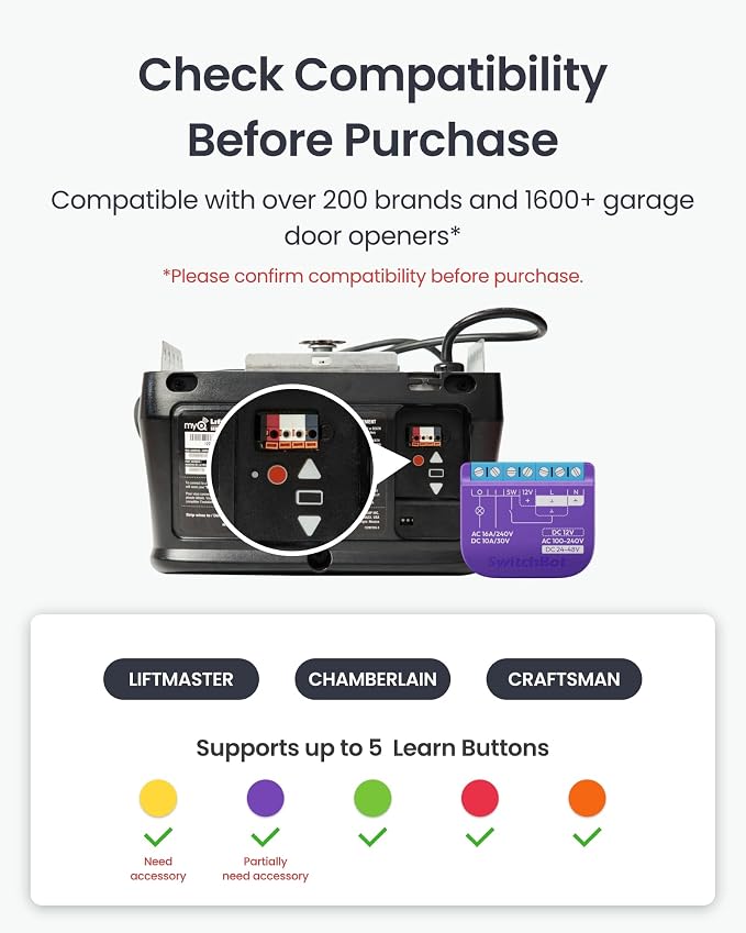 Switchbot Smart Garage Door Opener w/Remote, Matter Certified, - Image 5