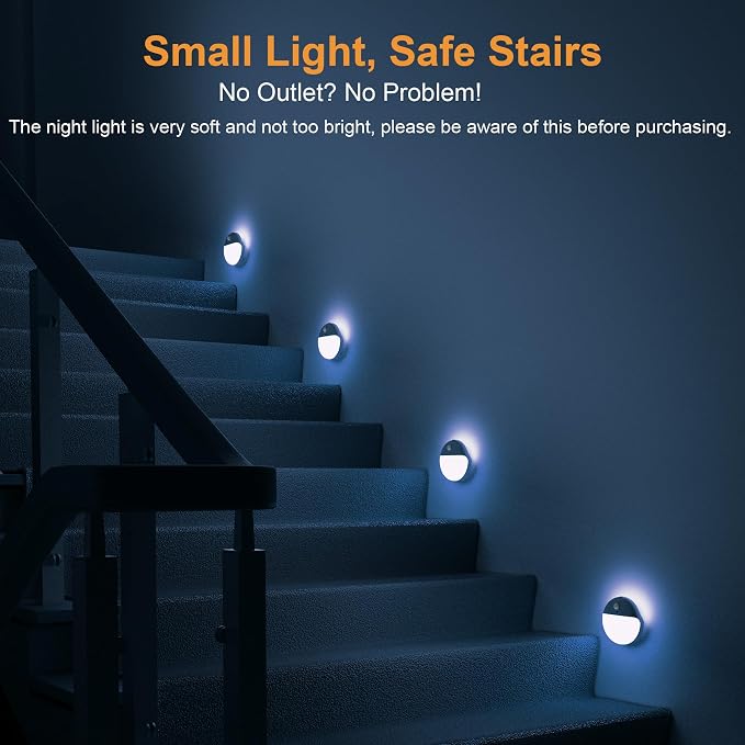 YUNLEX 2 Pack Azure Battery Night Light, Motion Activated Night Light, 2.6" - Image 2