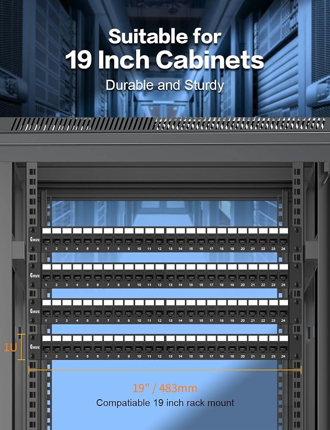 24 Port Patch Panel Cat6 Keystone Patch Panel 1U UTP - Image 6