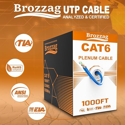 CAT5E/Cat6 Plenum Cable 1000ft, 23AWG CCA UTP 550MHz 10Gbps, DSX-8000 Certified - Image 4