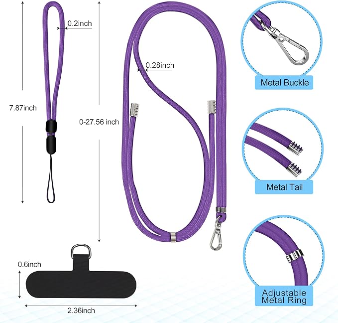 takyu Phone Lanyard, 2 Pack Adjustable Cell Phone Lanyard Crossbody Neck Strap - Image 3