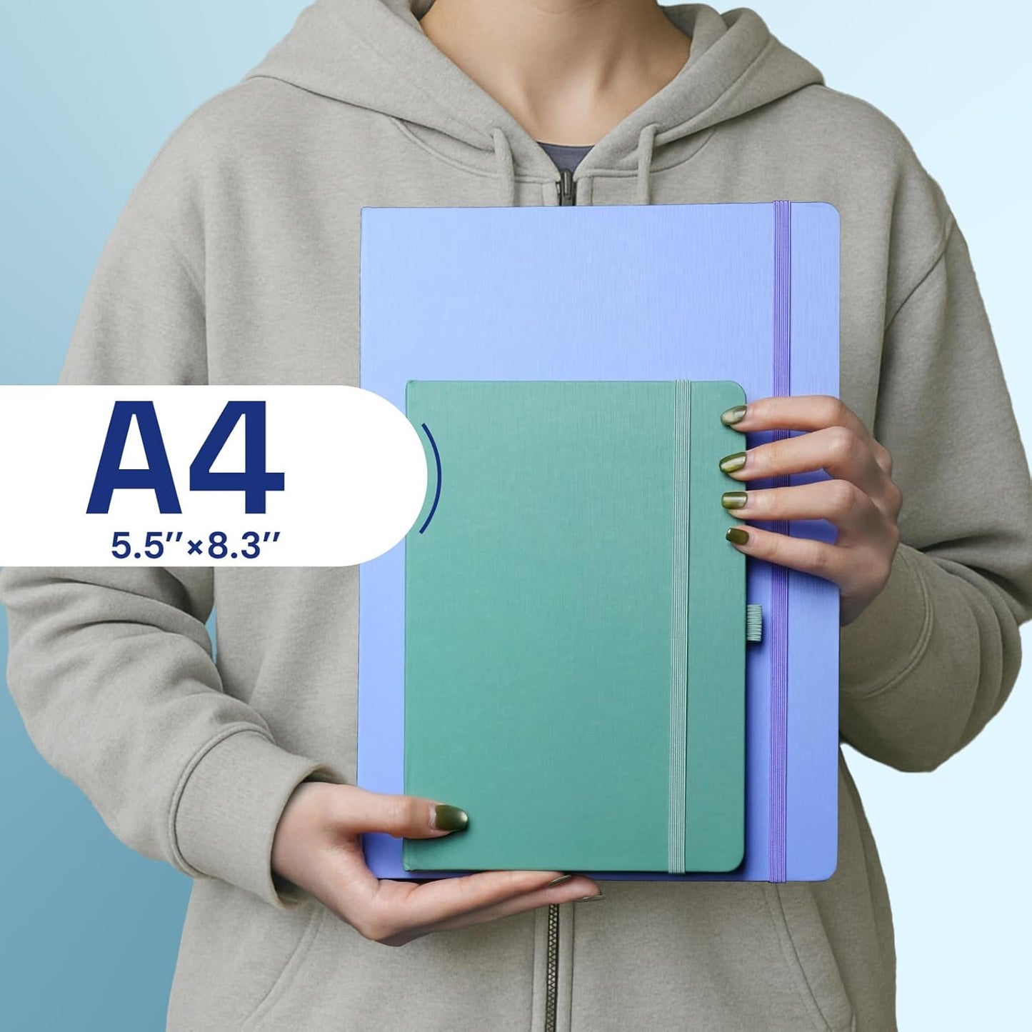 A4 Lined Journal Notebook, 8mm Ruled Notepad, Journaling for Writing, Work, School, Travel and Note Taking, Hardcover 160 Pages (80 Sheets) 8.27 x 11.6 inches (3 Pack Midnight Green)
