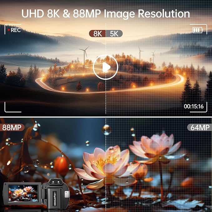 8K Video Camera Camcorder 88MP UHD WiFi Vlogging Cameras - Image 2