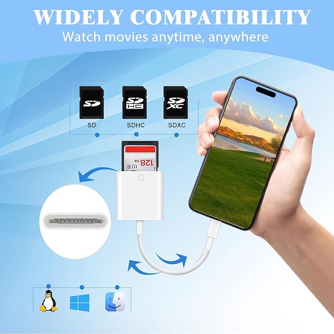 iPhone SD Card Reader USB C, Digital Camera Adapter iPhone 17, Trail Camera SD - Image 2