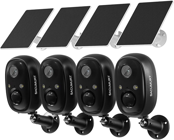 WiFi Cameras for Home Security, Free Cloud Storage, Solar Powered Security by SACUMURT