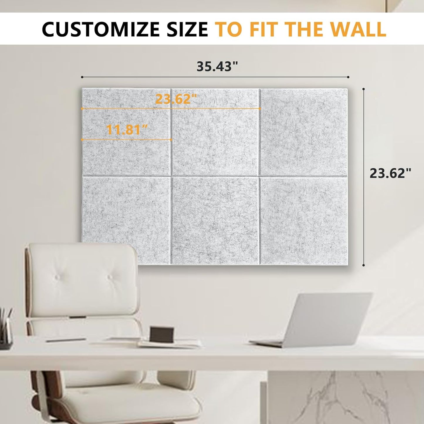 Thick Cork Board for Wall with Pins, 36" x 24" Bulletin Board Self-Adhesive Pin Board | Customized 6 Packs Felt Tiles for Office Home Wall Decor