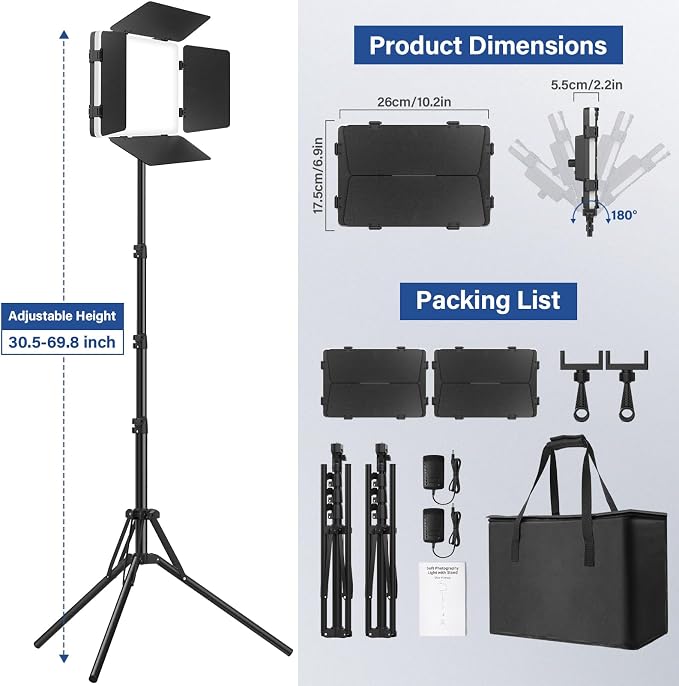 2 Pack Led Video Light Kit - Image 6