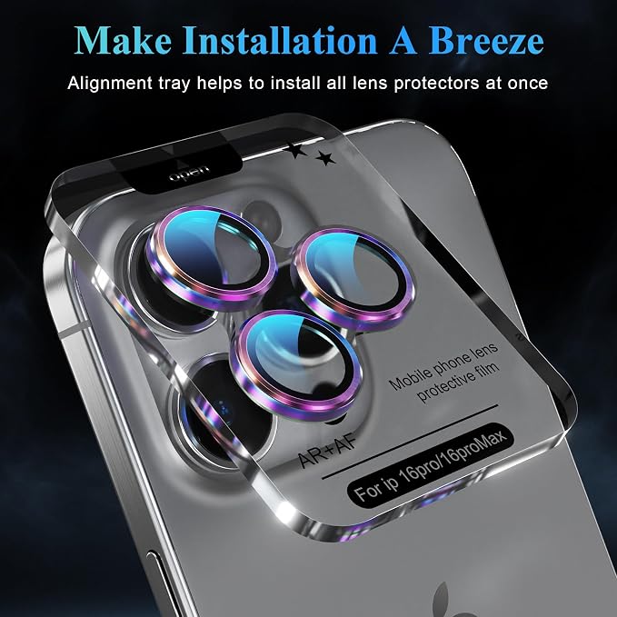 YWXTW Camera Lens Protector for iPhone 16 Pro/iPhone 16 Pro Max, Tempered Glass - Image 5
