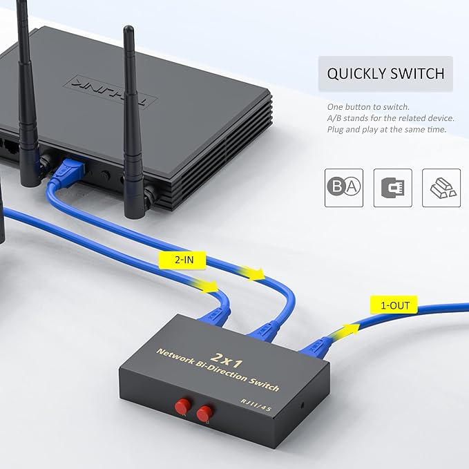 RJ45 Network Switch Selector 2x1 Ethernet RJ45 Network Switch Splitter Selector - Image 4
